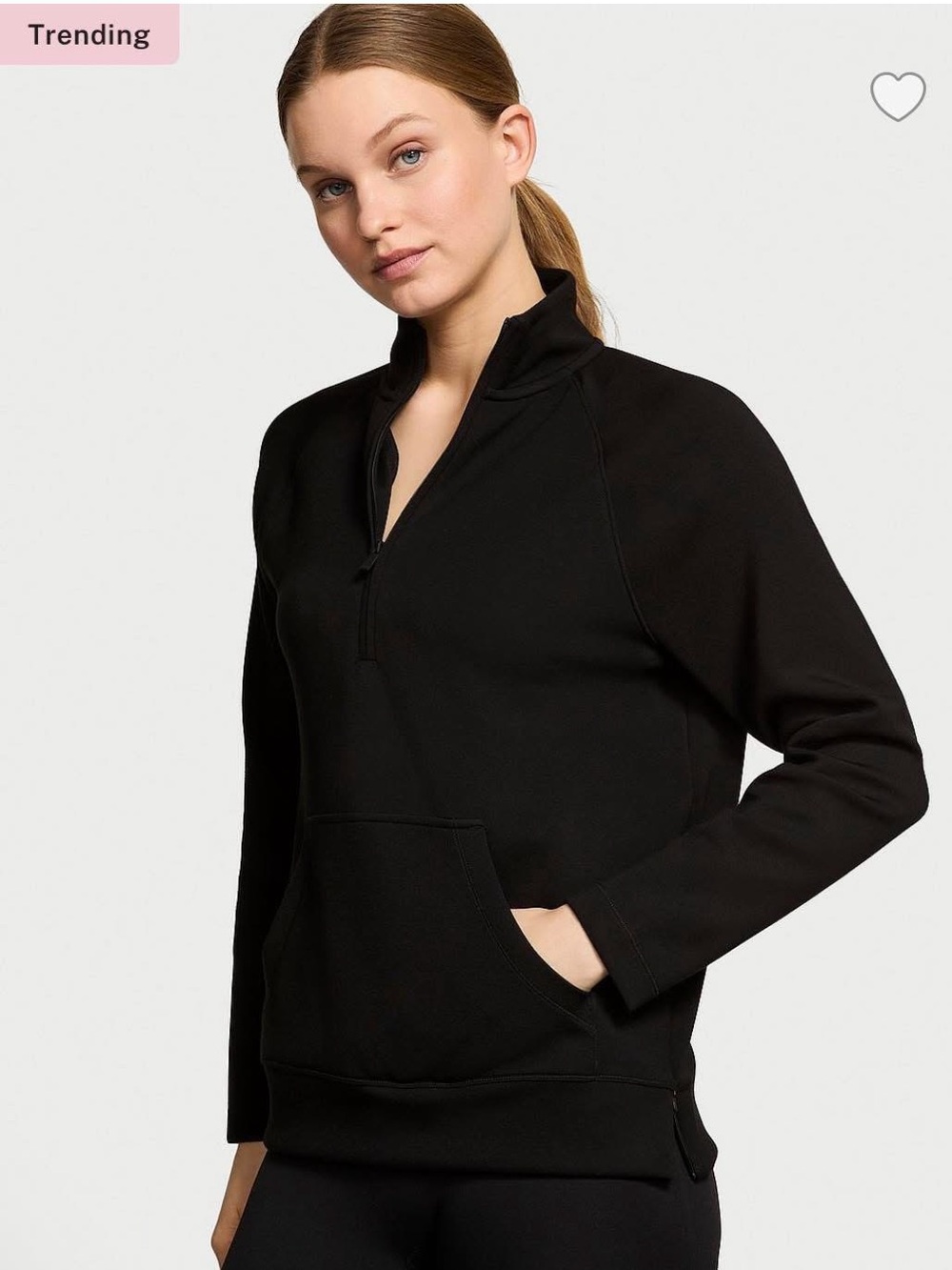 Victoria's Secret Black Half-Zip Pullover Sweatshirt